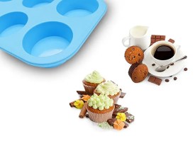 Molde silicona 6 muffins 62mm